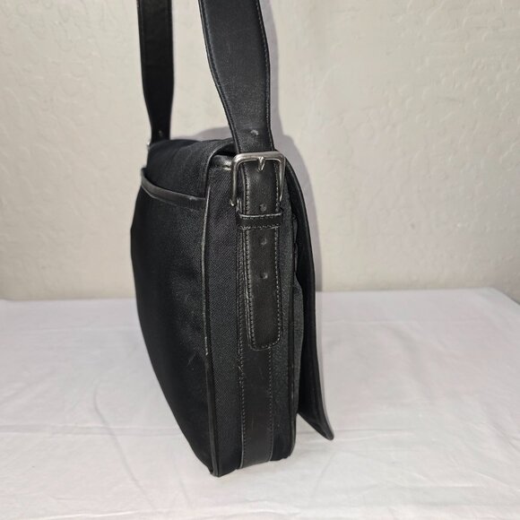 Coach 5118 Track Black Cabriolet Canvas & Leather Crossbody Laptop Messenger - Picture 5 of 16